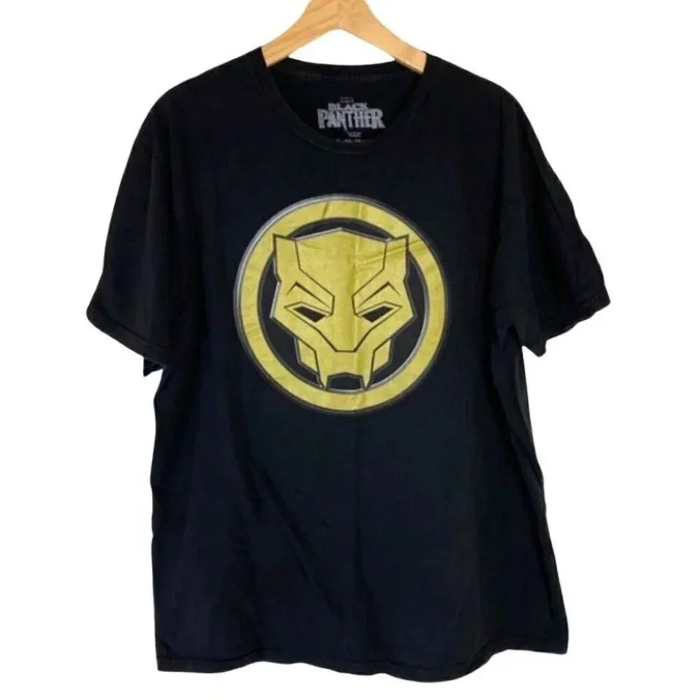 Marvel Black Panther T-Shirt XL Black Gold Mask‎ Graphic Logo Short Sleeve Tee